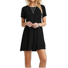 TOPONSKY Women's Casual Tunic Plain Fit Simple T-Shirt Loose Flowy Dress 2023