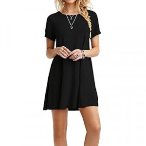 TOPONSKY Women's Casual Tunic Plain Fit Simple T-Shirt Loose Flowy Dress 2023