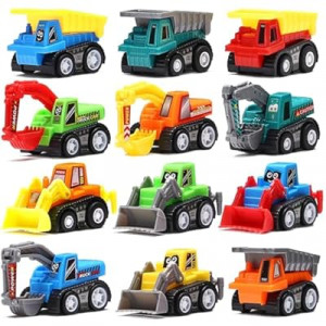 Pull Back Car, 12 Pcs Mini Truck Toy Kit Set, Play Construction Engineering Vehicle Educational Preschool for C…