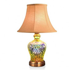 Porseme 3D Effect Glass Table Lamp, Handmade Glass Base, Energy Saving LED Bulb Included, Stylish and Dura…