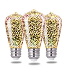 Porseme 3D Fireworks Decorative Light Bulb, E26 Base, 4W, AC100-240V, Glass Bulbs with Soft Warm L…