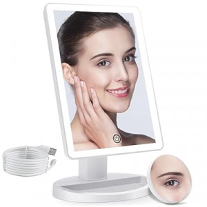 COSMIRROR Makeup Vanity Mirror with 3 Color Lighting, Lighted Makeup Mirror with 72 LED Lights a…