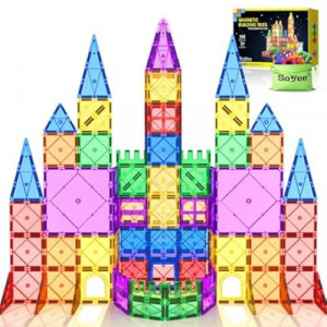 Soyee 102PCS Magnetic Tiles Building Blocks Stem Toys for 3+ Year Old Boys Girls Montessori Toys Tod…