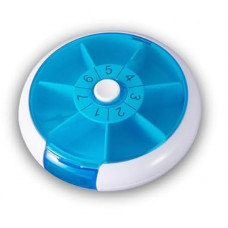 Weekly Medicine Pill Organizer - 7 Day Round Pill Box with Rotary Design, Daily Compartment for Vita…