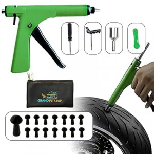 GRAND PITSTOP Tubeless Tire Gun Puncture Repair Kit with Mushroom Plug for Tyre Punctures and Flats o…