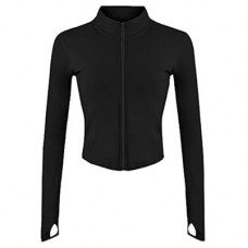 Gihuo Women's Workout Jacket Lightweight Zip Up Athletic Cropped Running Jacket