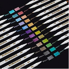 Shuttle Art Metallic Marker Pens, 24 Colors Metallic Paint Markers Fine Point for DIY Card, Calligraphy, Art…