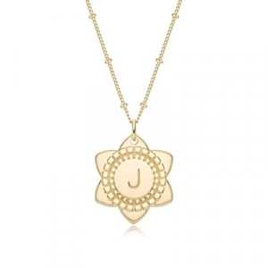 MYEARS Women Initial Necklaces Gold Lily May Flower Pendant 14K Gold Plated Simple Dainty Satellite…