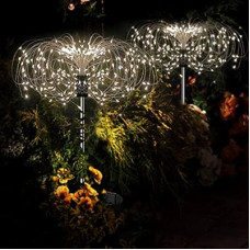 LSLCQW 2 Packs of Outdoor Solar Garden Lights， Solar Flower Firework Lights, Waterproof Updat…