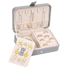 Voova Small Jewelry Organizer Box, Travel Jewelry Case for Women Teen Girls, Mini PU Leather Portable Jew…