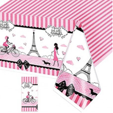 Paris Birthday Decorations Eiffel Tower Tablecloths Pink Paris Theme Eiffel Tower Plastic Disposable Rect…