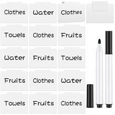 Chrisfall 18 Pcs White Basket Labels Clip on Removable Hanging Label Holder with Chalk Markers for Stor…