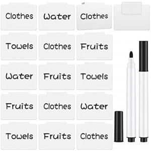 Chrisfall 18 Pcs White Basket Labels Clip on Removable Hanging Label Holder with Chalk Markers for Stor…