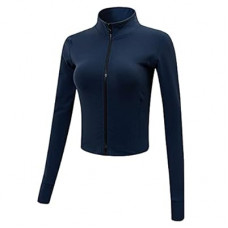 Gihuo Women's Workout Jacket Lightweight Zip Up Athletic Cropped Running Jacket