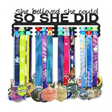 Medals Hanger Display Holder Rack She Believed She Could Wall Mount Steel Frame Over 60 Medals-Sports…
