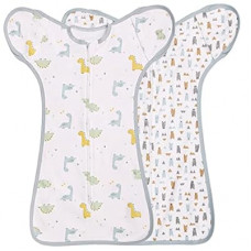 2 Pack Transition Swaddle with 2 Way Zipper, 2 in 1 Arms in/Out Transitional Arms Up Swaddle, 100…