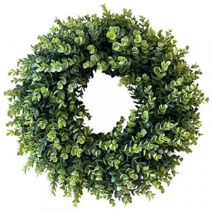 IPLNTS 20” Wreaths for Front Door Spring Summer Green Boxwood Door Wreath for All Seasons Living Room…