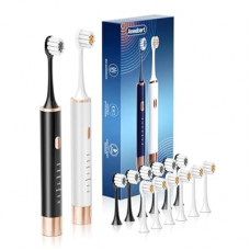 Aneebart Sonic 2 Pack Electric Toothbrush for Adults and Kids, Travel Toothbrush Includes 12 Repl…