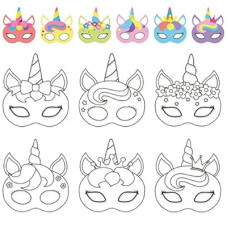 chiazllta 24Pcs Unicorn Mask Crafts Unicorn Arts and Crafts for Kids Birthday Party Game Favors Color Y…