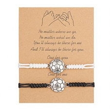 RINHOO 2Pcs Soccer Ball Basketball Bracelets Sport Baseball Rugby Charm Bracelet Adjustable Braided…