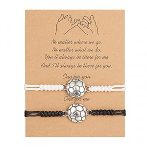 RINHOO 2Pcs Soccer Ball Basketball Bracelets Sport Baseball Rugby Charm Bracelet Adjustable Braided…