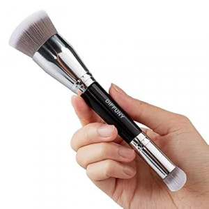 DIFFUNY Large Makeup Brushes Double Ended Foundation Brush & Concealer Brush, Flat Top Kabuki Fo…