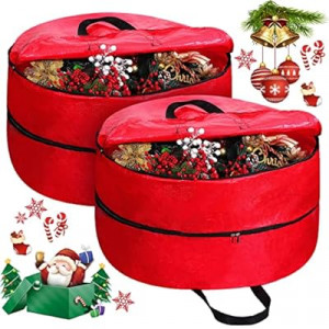 Hoolerry Double Layer Christmas Wreath Storage Container Bags Double Wreath Storage Container Z…
