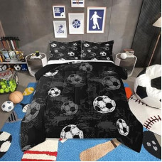 Erosebridal Soccer Comforter Twin Football Bedding Sets for Boys Teens Sport Themed Bedding Ball Gamin…