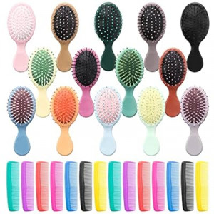 Mini Hair Brush 28 Pack, ANSLCA Hair Brushes Bulk Small Brush Set - Include 14 Travel Brush + 14 Fine W…