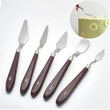 5 Pieces Set Cake Cream Spatulas, Stainless Steel Cake Decorating Knife, Angled Icing & Decorating Spatula…