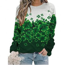 MYHALF St Patricks Day Sweatshirt Women Shamrock Long Sleeve Irish Festival Holiday Tee Short Sleeve C…