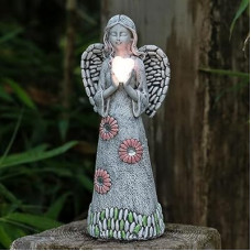 Rezpuao Solar Angel Statue - Garden Sculpture with Resin Decor for Patio, Lawn, Yard, Porch - Housewarming…