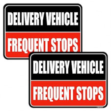 GEEKBEAR Delivery Vehicle Frequent Stops Sign (Black/Red, 2 Pack) - Reflective, Strong Magnetic Hold, D…