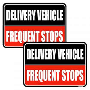 GEEKBEAR Delivery Vehicle Frequent Stops Sign (Black/Red, 2 Pack) - Reflective, Strong Magnetic Hold, D…