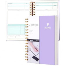 Meeting Notebook for Work with Action Items 5.5×8.5 Hardcover Spiral Meeting Planner for Office Business…