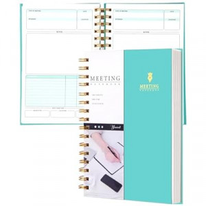 Yoment Meeting Notebook for Work with Action Items Hardcover Spiral 5.5X 8.5 Office Project Planner for…