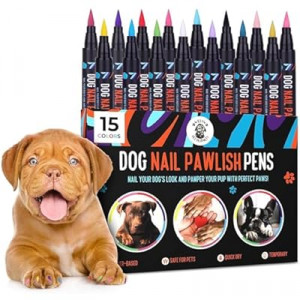 Dog Nail Polish Pens Quick Dry 15 Colors - Pet Nail Polish for Dogs or Cats, Easy Application Dog Safe Nai…