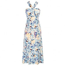 GRACE KARIN 2025 Women's Criss Cross Halterneck Sleeveless Summer Floral Print Flowy A Line Maxi Dress