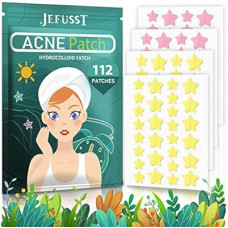 Jefusst Acne Pimple Patch 112 Counts, Invisible Hydrocolloid Yellow & Pink Star-Shaped Acne Patch wit…