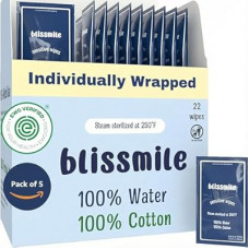 blissmile 100% Water & Cotton Wet Wipes Travel Size - Individually Wrapped - Fragrance & Preservativ…