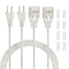 Clear Extension Cord 10 Ft 2 Pack, UL-Certified Clear Extension Cord Indoor Thin, Male to Female Thin E…