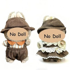 17cm Doll Clothes 2 Set - 6.7 Inches Pink Cute Hat & Overalls Outfit, Suitable for 17cm Plush Dolls, Dres…