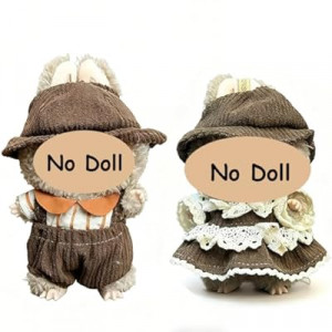 17cm Doll Clothes 2 Set - 6.7 Inches Pink Cute Hat & Overalls Outfit, Suitable for 17cm Plush Dolls, Dres…