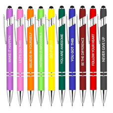 Greengines 10 Pcs Inspirational Pens Bulk, Motivational Ballpoint Pen with Stylus Tip Funny Ink Pens in Bulk In…