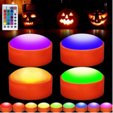 Litake 4 PCS RGB Halloween Pumpkin Light with Remote Timer Dimmable, LED Flickering Jack-O-Lantern Ligh…