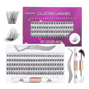 Individual Lashes 120 Cluster Lashes DIY Eyelash Extension Thin Band Wide Stem Lash Clusters with Appli…