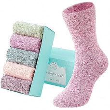SISOSOCK 5 Pairs Fuzzy Soft Cozy Fluffy Socks for Women, Casual Warm Sleep Comfy Socks, Thick Wi…