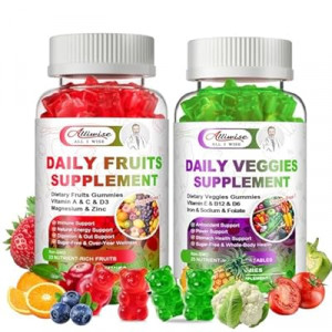 Sugar-Free Fruits & Veggies Gummies, Super Greens with 23 Fruits & 25 Veggies, Multivitamin M…