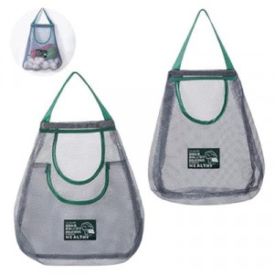 Junvaia 2 Pack Hanging Mesh Storage Bags (Single + Dual Pocket) Reusable Produce Bags for Kitchen Storage F…