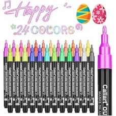 Caliart 24 Colors Outline Markers Shimmer Glitter Pens, Doodling Marker Set for Adults Artists, Cool F…